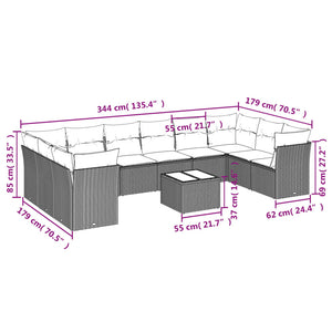 Set Divani da Giardino 11 pz con Cuscini in Polyrattan Nerocod mxl 87265