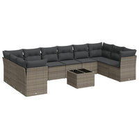 Set Divani da Giardino 11 pz con Cuscini in Polyrattan Grigio 3250049