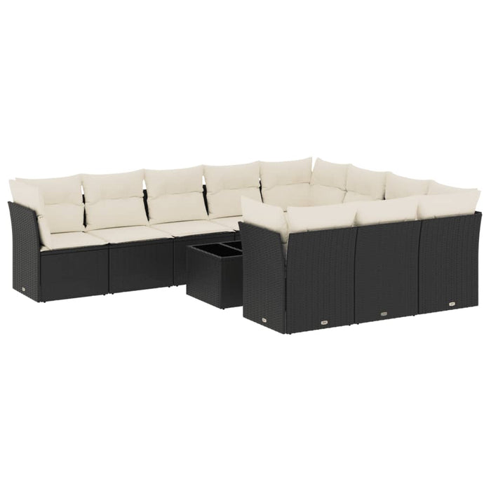 Set Divani da Giardino 11 pz con Cuscini in Polyrattan Nero 3250065