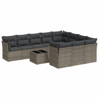 Set Divani da Giardino 11 pz con Cuscini in Polyrattan Grigio 3250069