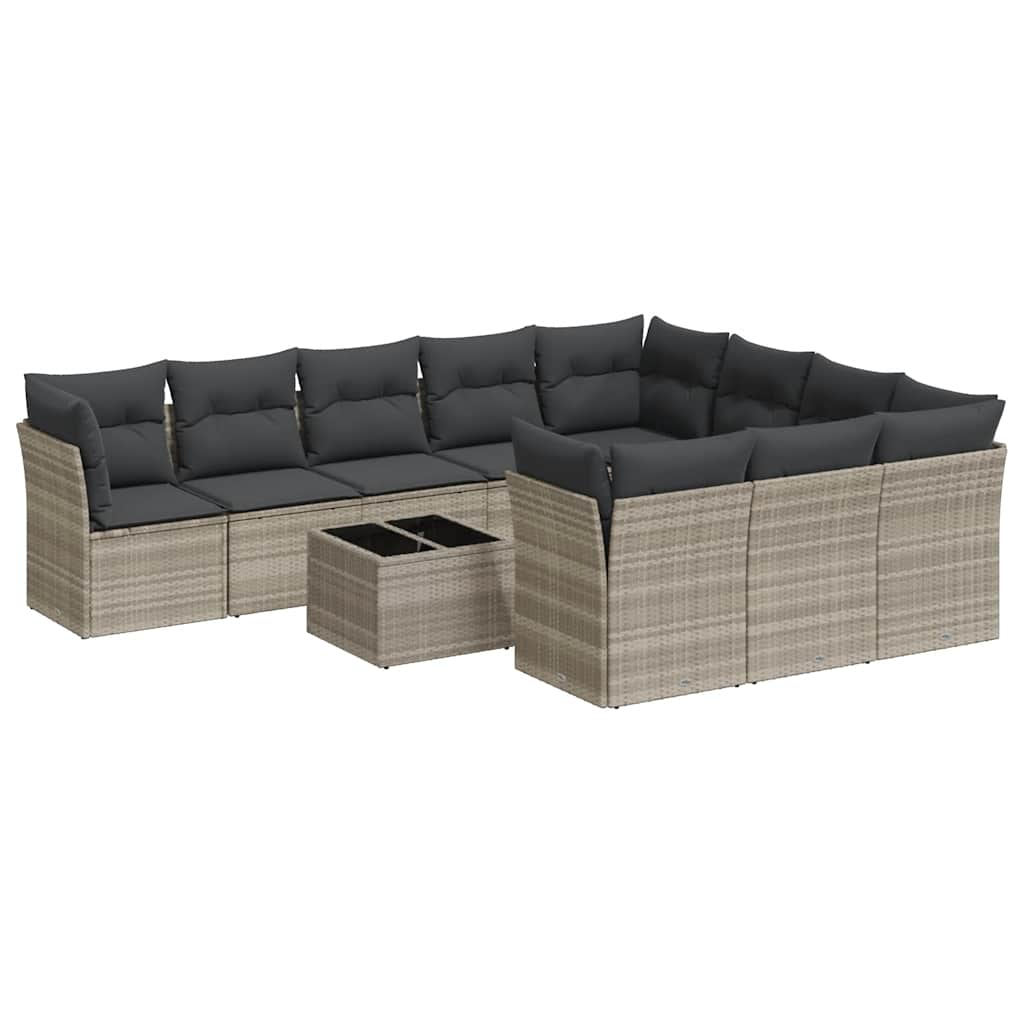 Set Divani da Giardino 11 pz con Cuscini in Polyrattan Grigio 3250071