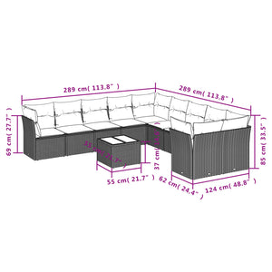 Set Divani da Giardino 11 pz con Cuscini in Polyrattan Nerocod mxl 111283