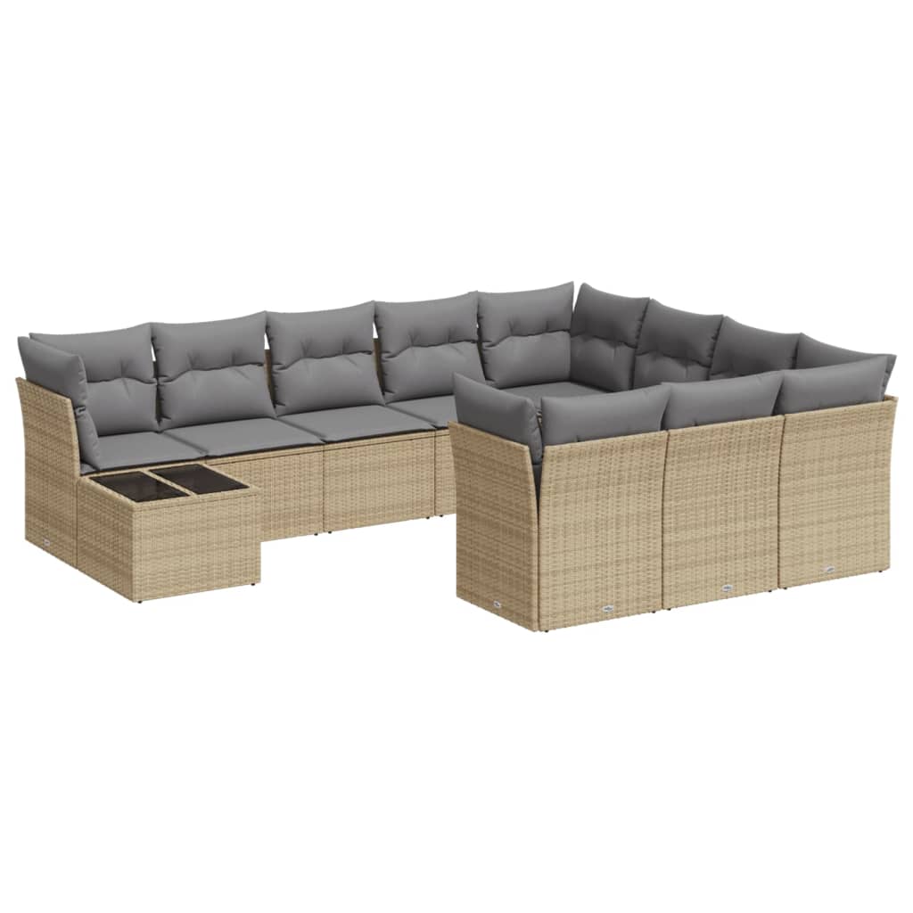 Set Divani da Giardino 11 pz con Cuscini Beige in Polyrattancod mxl 89552