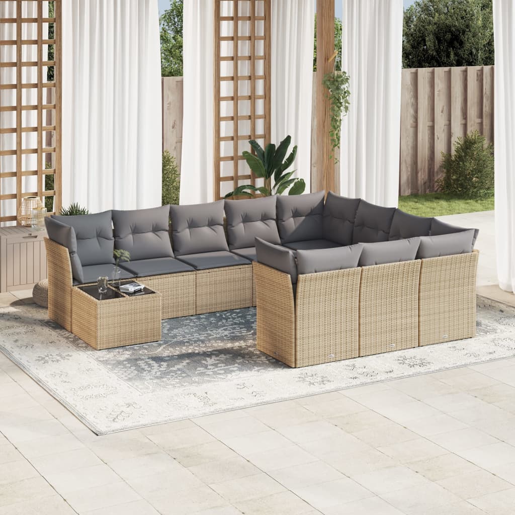 Set Divani da Giardino 11 pz con Cuscini Beige in Polyrattancod mxl 89552