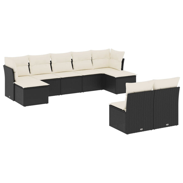 Set Divani da Giardino 9 pz con Cuscini Nero in Polyrattan 3250105