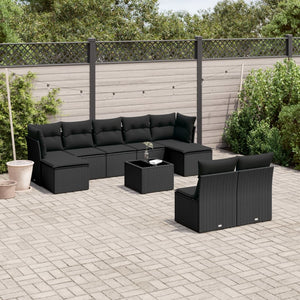 Set Divani da Giardino 10pz con Cuscini in Polyrattan Nerocod mxl 89556