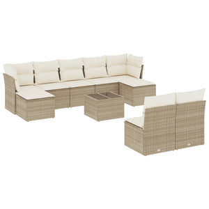 Set Divano da Giardino 10 pz con Cuscini Beige in Polyrattan 3250117