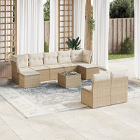 Set Divano da Giardino 10 pz con Cuscini Beige in Polyrattan 3250117