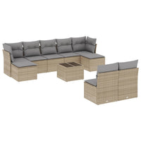 Set Divano da Giardino 10 pz con Cuscini Beige in Polyrattan 3250118