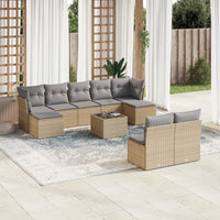 Set Divano da Giardino 10 pz con Cuscini Beige in Polyrattan 3250118