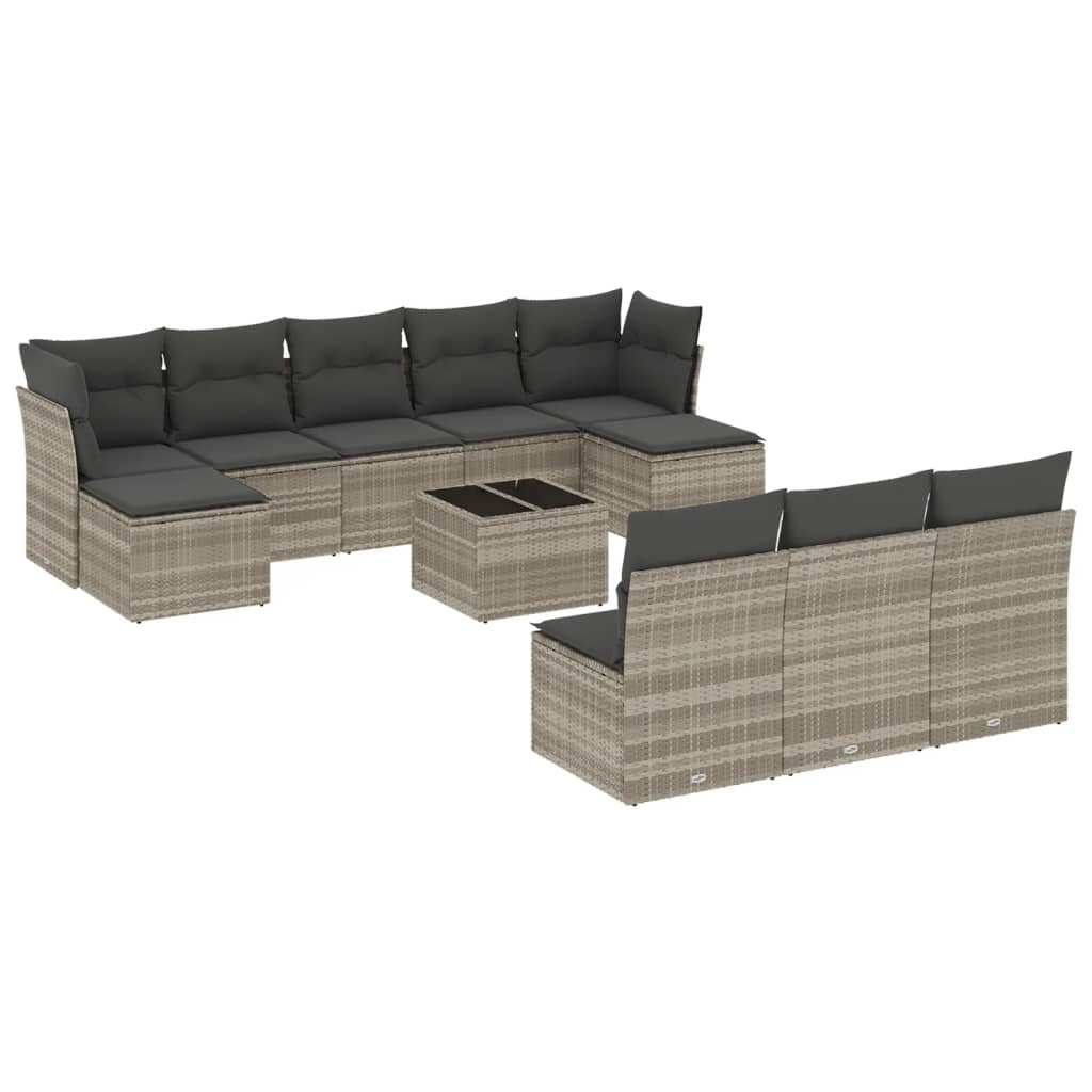 Set Divani da Giardino 11 pz con Cuscini in Polyrattan Grigio 3250141