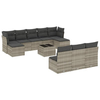 Set Divani da Giardino 11 pz con Cuscini in Polyrattan Grigio 3250141