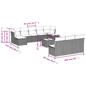 Set Divani da Giardino 11 pz con Cuscini in Polyrattan Grigio 3250141