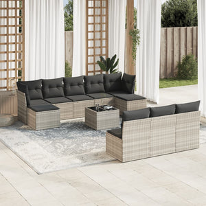 Set Divani da Giardino 11 pz con Cuscini in Polyrattan Grigio 3250141