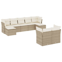 Set Divano da Giardino 9 pz con Cuscini Beige in Polyrattan 3250147