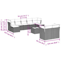 Set Divani da Giardino 10pz con Cuscini in Polyrattan Nero 3250154