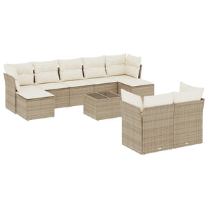 Set Divano da Giardino 10 pz con Cuscini Beige in Polyrattancod mxl 112034