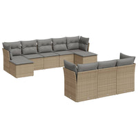 Set Divano da Giardino 10 pz con Cuscini Beige in Polyrattan 3250168