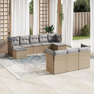 Set Divano da Giardino 10 pz con Cuscini Beige in Polyrattancod mxl 88006