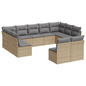 Set Divani da Giardino 11 pz con Cuscini Beige in Polyrattancod mxl 111754