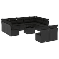 Set Divani da Giardino 12 pz con Cuscini Nero in Polyrattancod mxl 87762