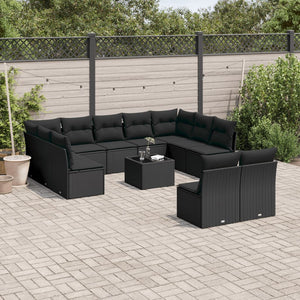 Set Divani da Giardino 12 pz con Cuscini Nero in Polyrattancod mxl 87762