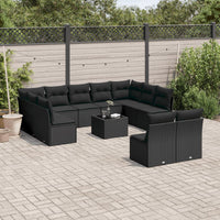 Set Divani da Giardino 12 pz con Cuscini Nero in Polyrattan 3250194