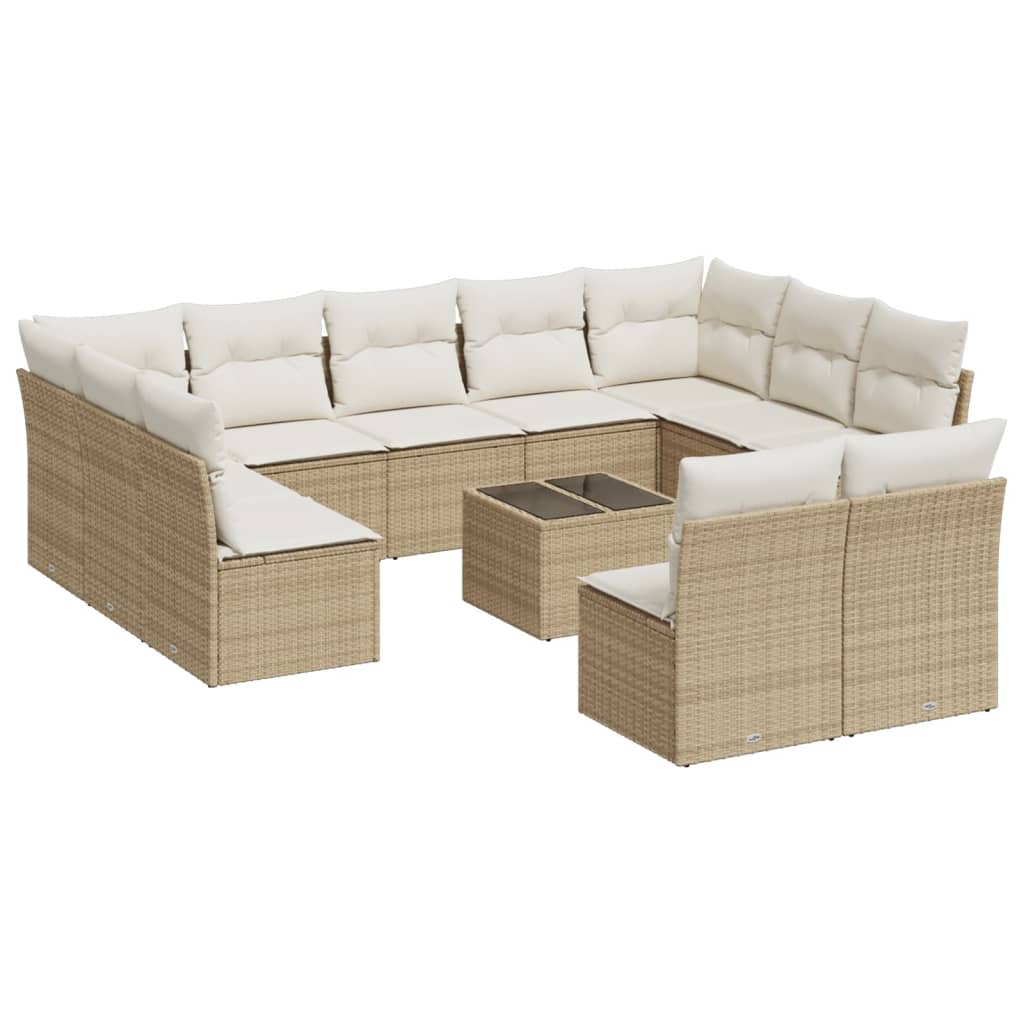 Set Divani da Giardino 12 pz con Cuscini Beige in Polyrattancod mxl 112038