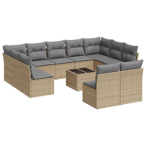 Set Divani da Giardino 12 pz con Cuscini Beige in Polyrattan 3250198