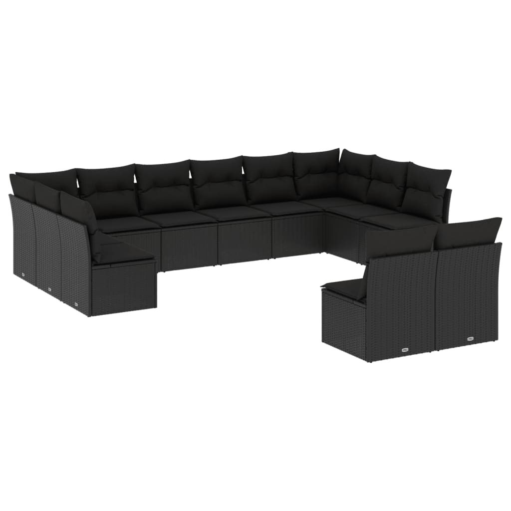 Set Divani da Giardino 12 pz con Cuscini Nero in Polyrattancod mxl 87785