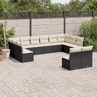 Set Divani da Giardino 12 pz con Cuscini Nero in Polyrattan 3250205