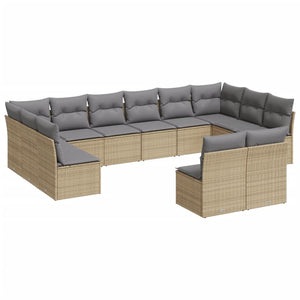 Set Divani da Giardino 12 pz con Cuscini Beige in Polyrattan 3250208