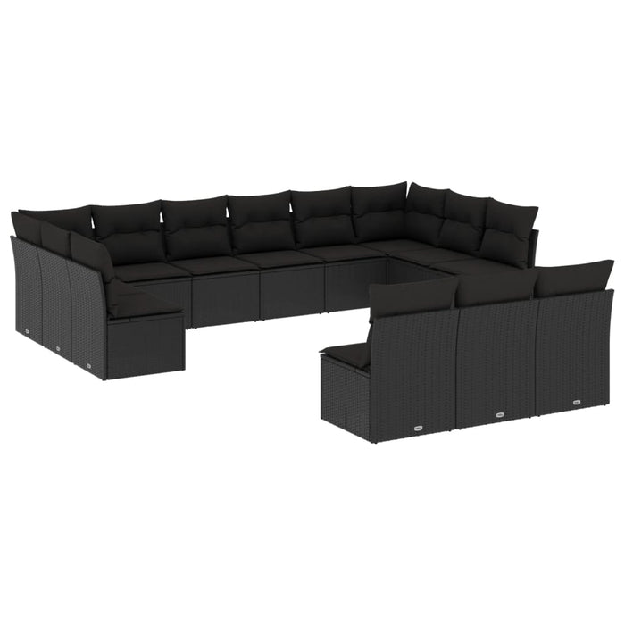 Set Divani da Giardino 13pz con Cuscini Nero in Polyrattancod mxl 112044