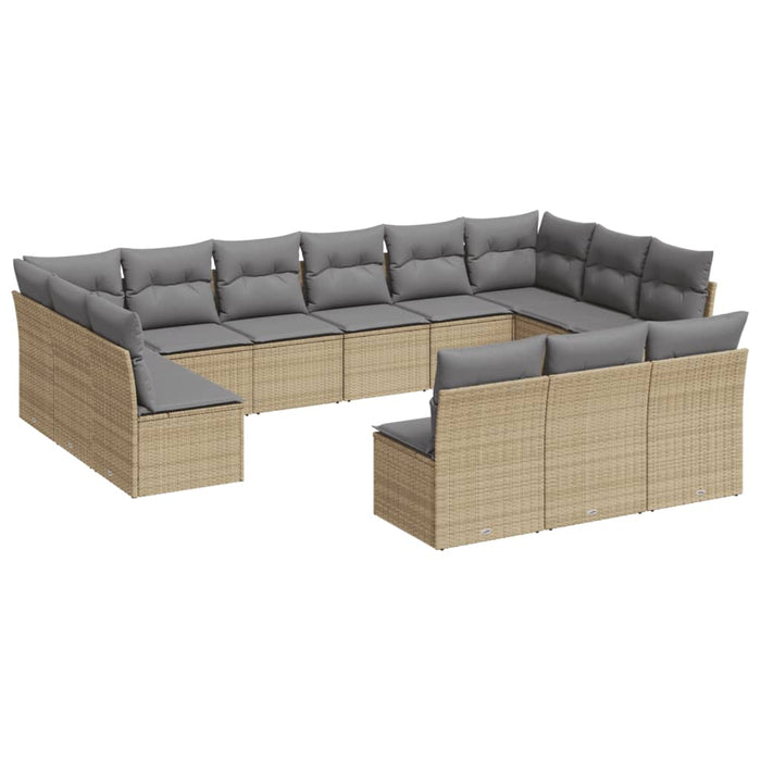 Set Divano da Giardino 13 pz con Cuscini Beige in Polyrattan 3250228