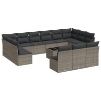 Set Divani da Giardino 14pz con Cuscini in Polyrattan Grigiocod mxl 112592