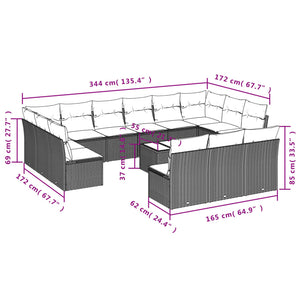 Set Divani da Giardino 14pz con Cuscini in Polyrattan Grigiocod mxl 112592