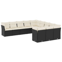 Set Divani da Giardino 11 pz con Cuscini in Polyrattan Nero 3250245