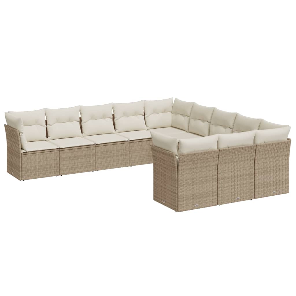 Set Divani da Giardino 11 pz con Cuscini Beige in Polyrattancod mxl 113558