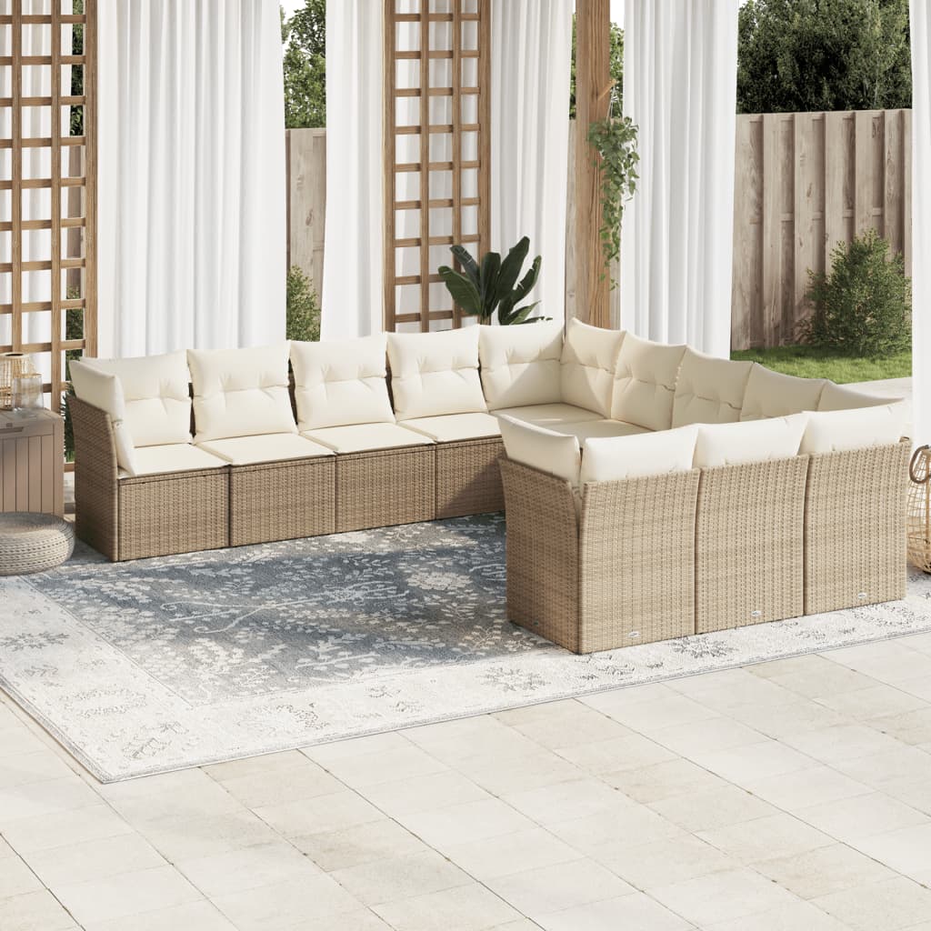 Set Divani da Giardino 11 pz con Cuscini Beige in Polyrattancod mxl 113558