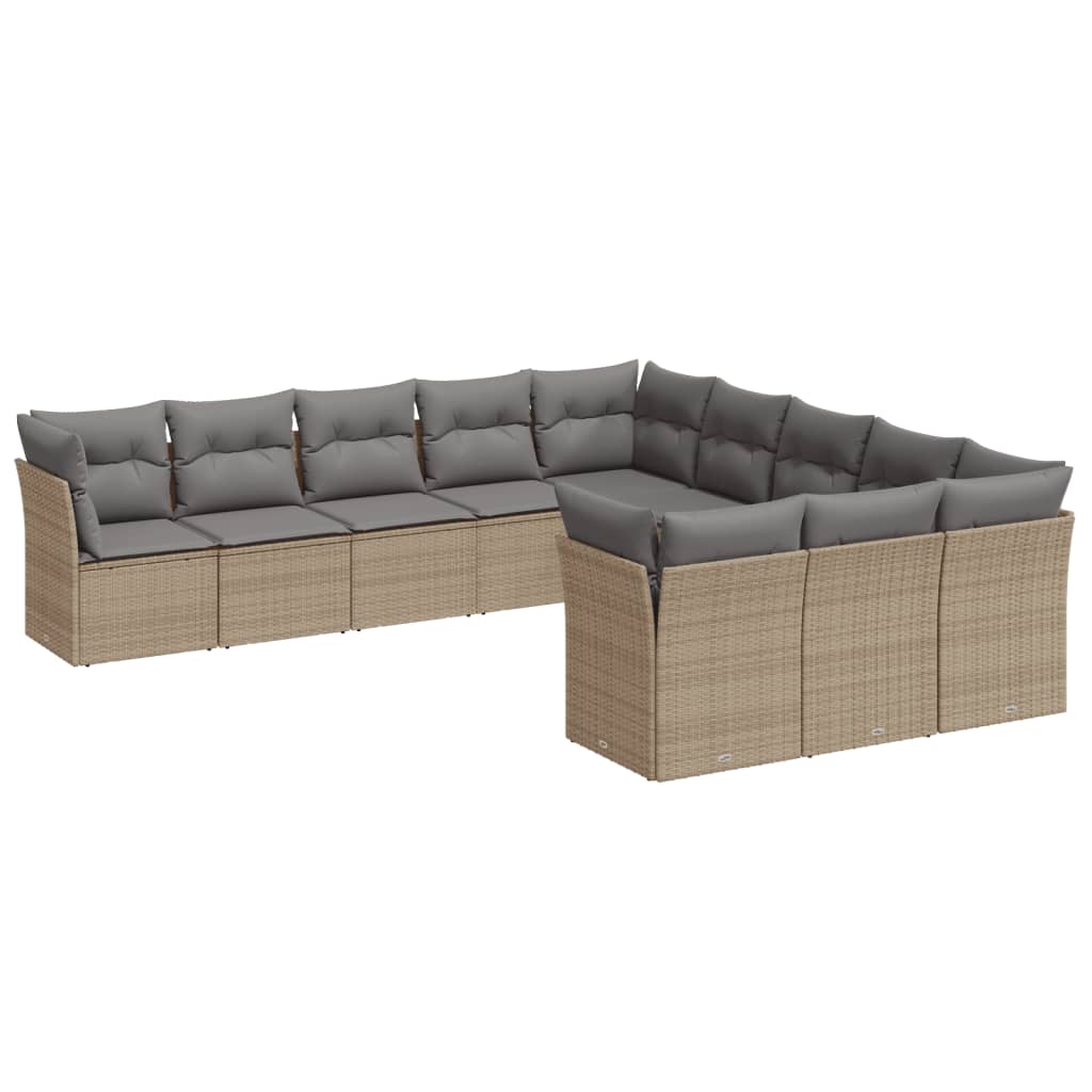 Set Divani da Giardino 11 pz con Cuscini Beige in Polyrattan 3250248