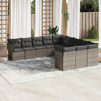 Set Divani da Giardino 11 pz con Cuscini in Polyrattan Grigio 3250249