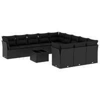 Set Divani da Giardino 12 pz con Cuscini Nero in Polyrattan 3250254