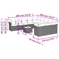 Set Divani da Giardino 12 pz con Cuscini Nero in Polyrattan 3250254