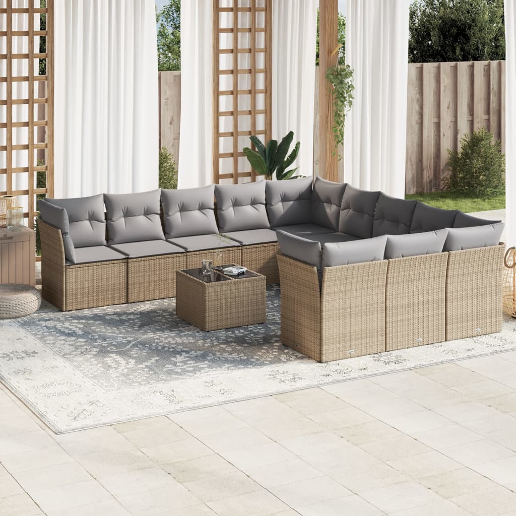 Set Divani da Giardino 12 pz con Cuscini Beige in Polyrattancod mxl 111386