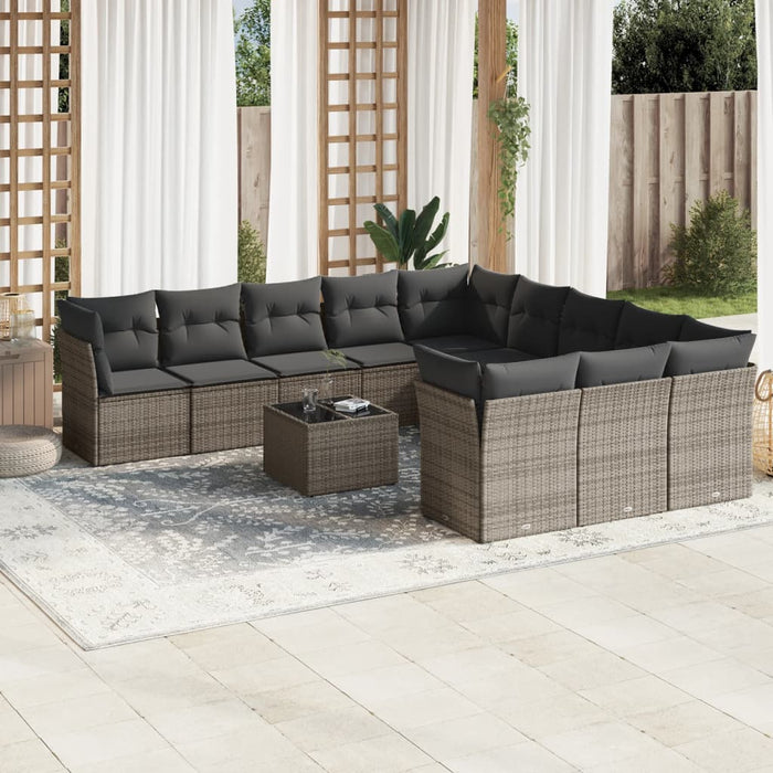 Set Divani da Giardino 12 pz con Cuscini Grigio in Polyrattan 3250259