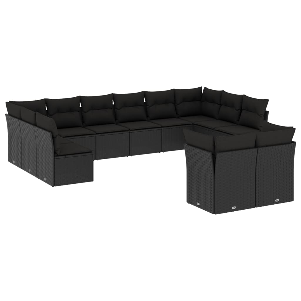 Set Divani da Giardino 12 pz con Cuscini Nero in Polyrattancod mxl 111376