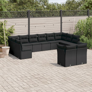 Set Divani da Giardino 12 pz con Cuscini Nero in Polyrattancod mxl 111376