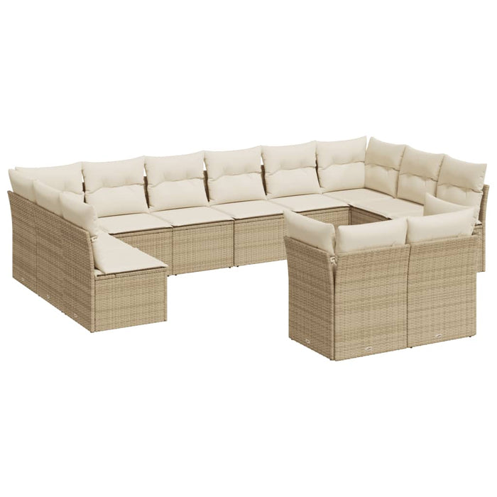 Set Divani da Giardino 12 pz con Cuscini Beige in Polyrattan 3250267