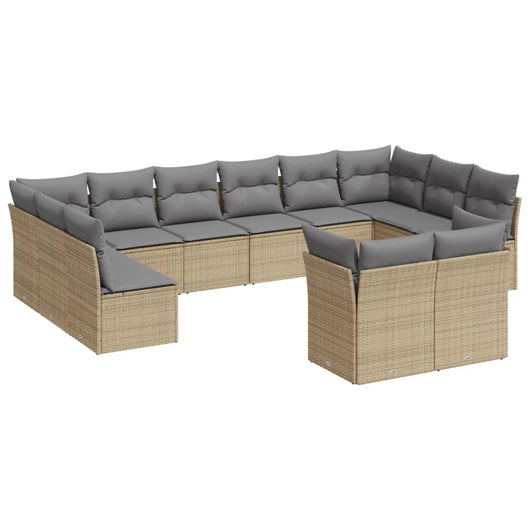 Set Divani da Giardino 12 pz con Cuscini Beige in Polyrattan 3250268