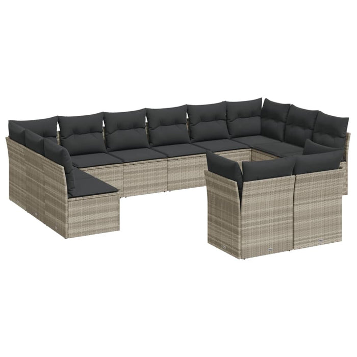 Set Divano Giardino 12 pz con Cuscini Grigio Chiaro Polyrattan 3250271